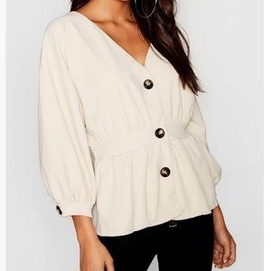 Boohoo horn button military top